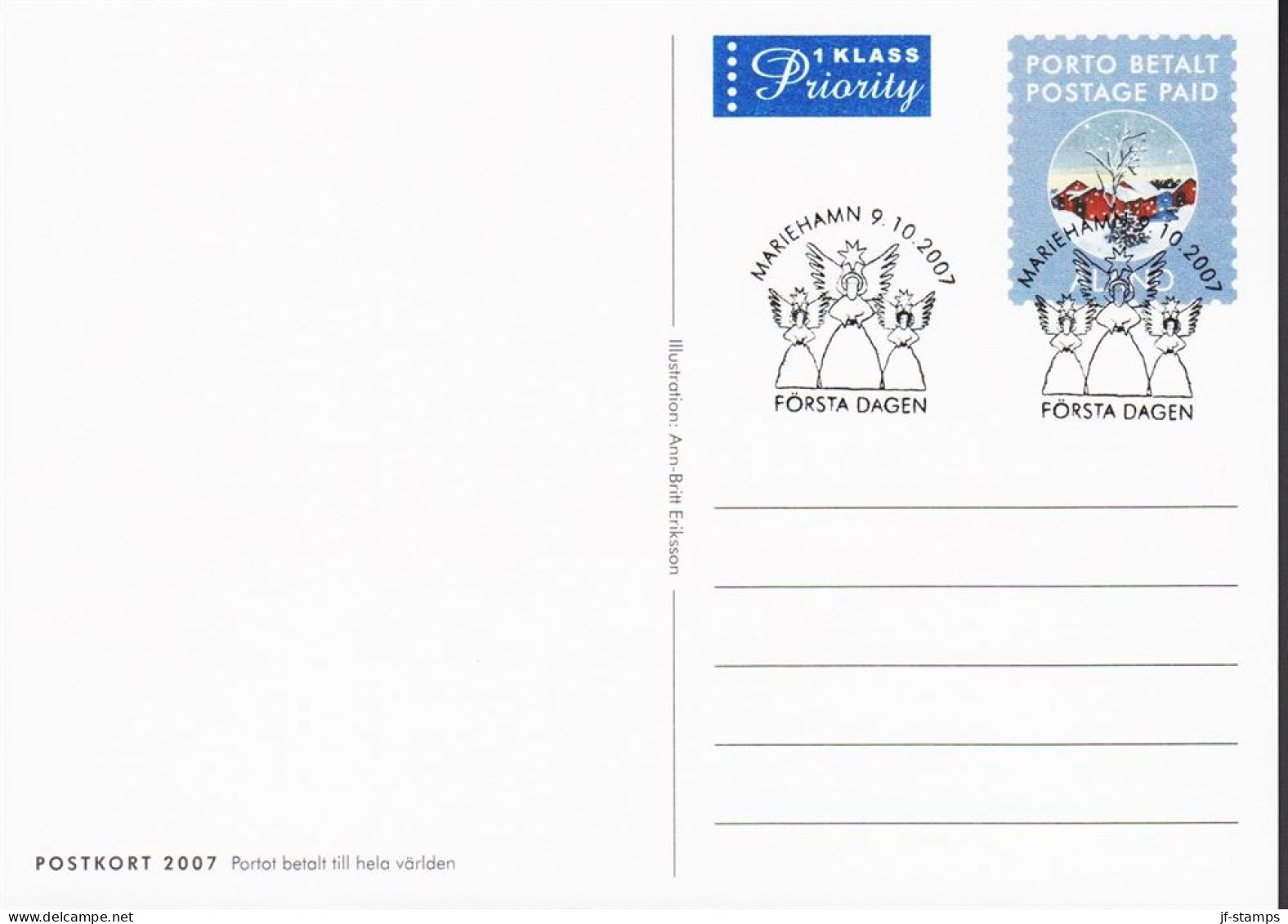 2007. ÅLAND. POSTKORT POSTAGE PAID With FDC Cancel.  - JF544715 - Ålandinseln