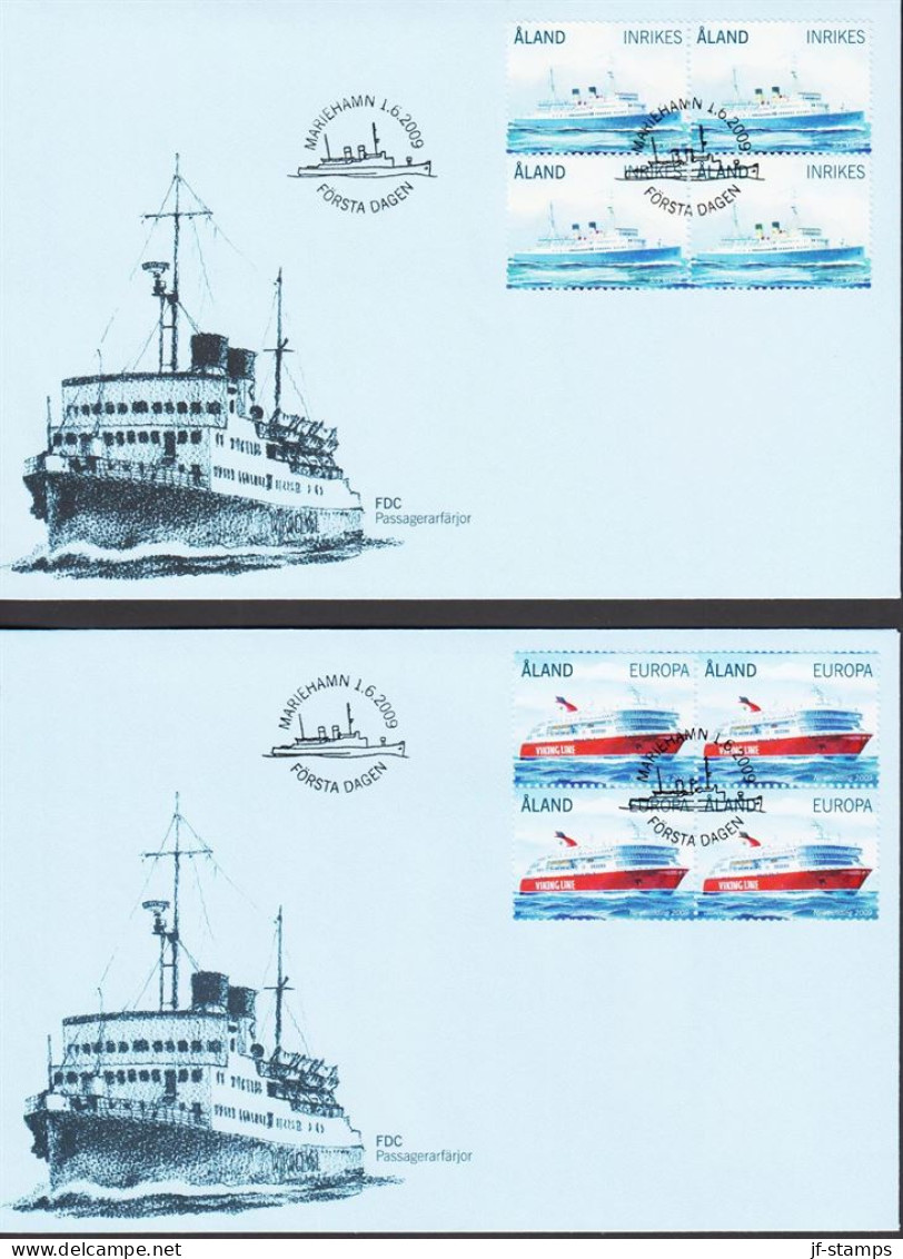 2009. ÅLAND. INRIKES + EUROPA Complete Set Ships Viking And VIKING LINE In 4blocks On FDC... (Michel 312-313) - JF544721 - Aland