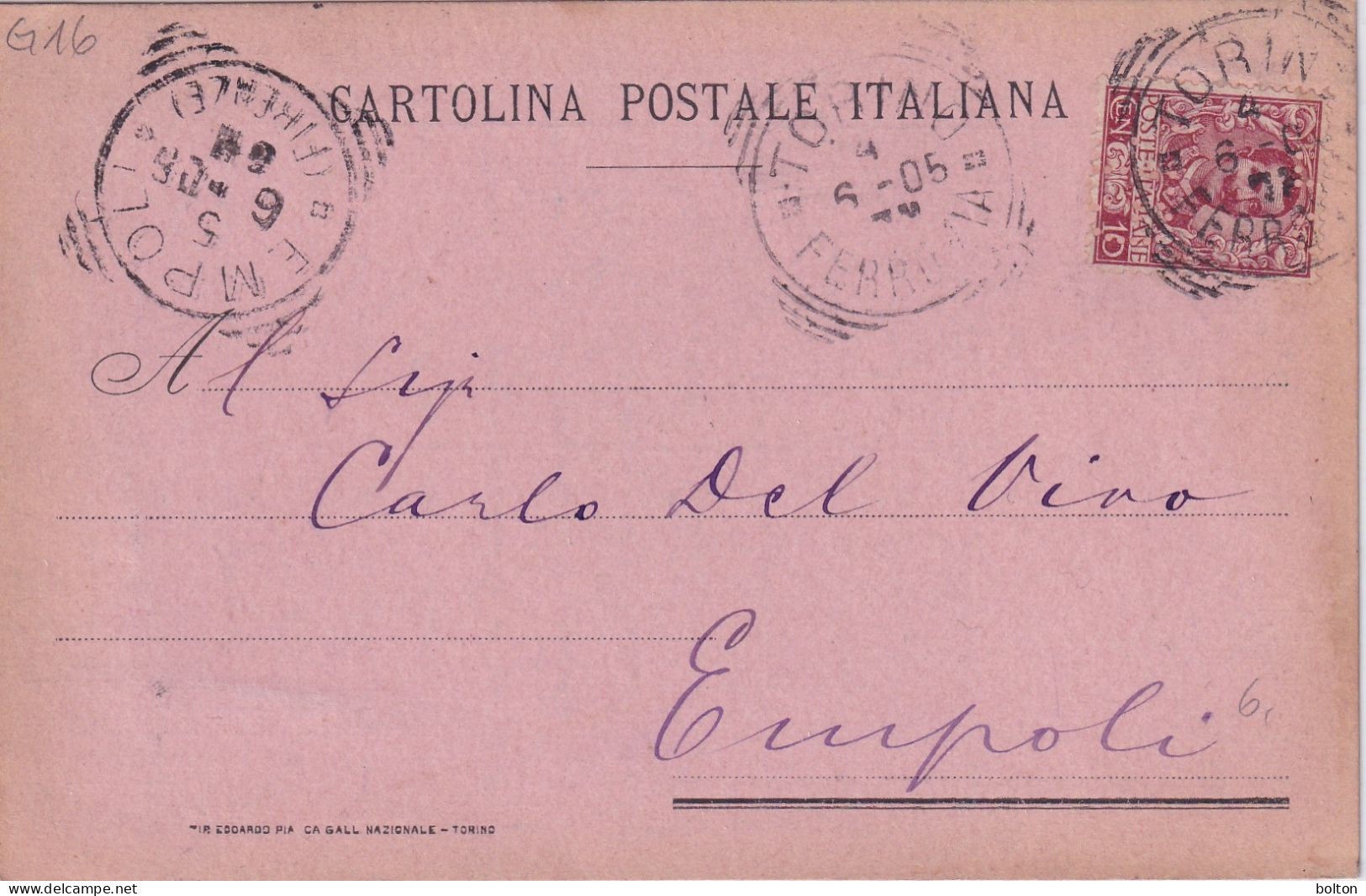 1905 Cartolina Con Affrancatura PERFIN  FG  Fratelli Gondrand - Marcofilía