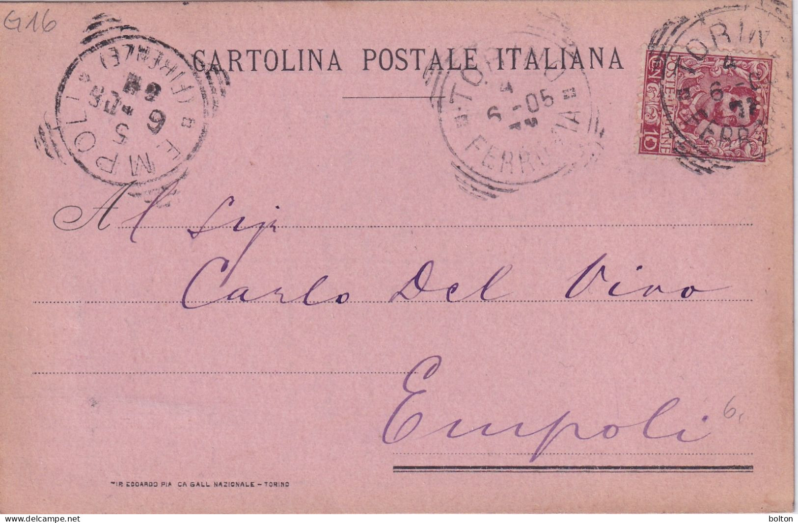 1905 Cartolina Con Affrancatura PERFIN  FG  Fratelli Gondrand - Storia Postale