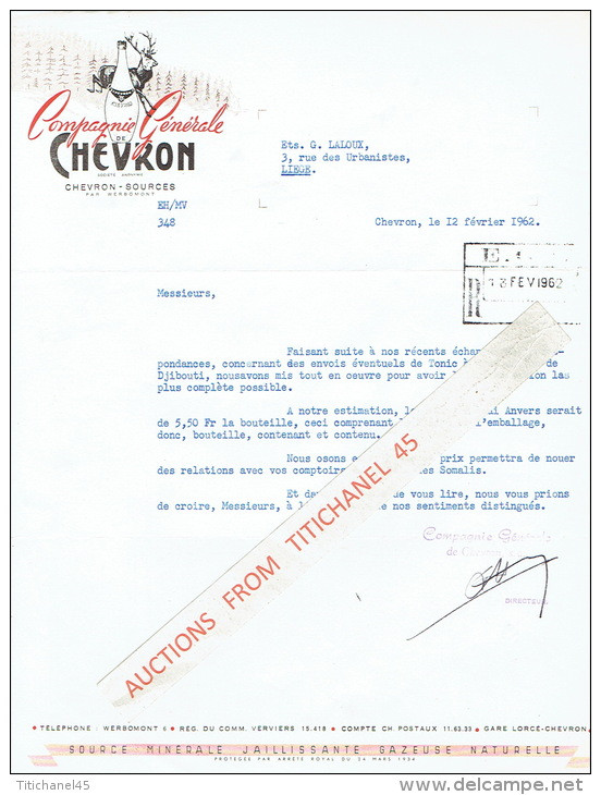 CHEVRON 1962 - Lettre Illustrée De La COMPAGNIE GENERALE DE CHEVRON - Altri & Non Classificati