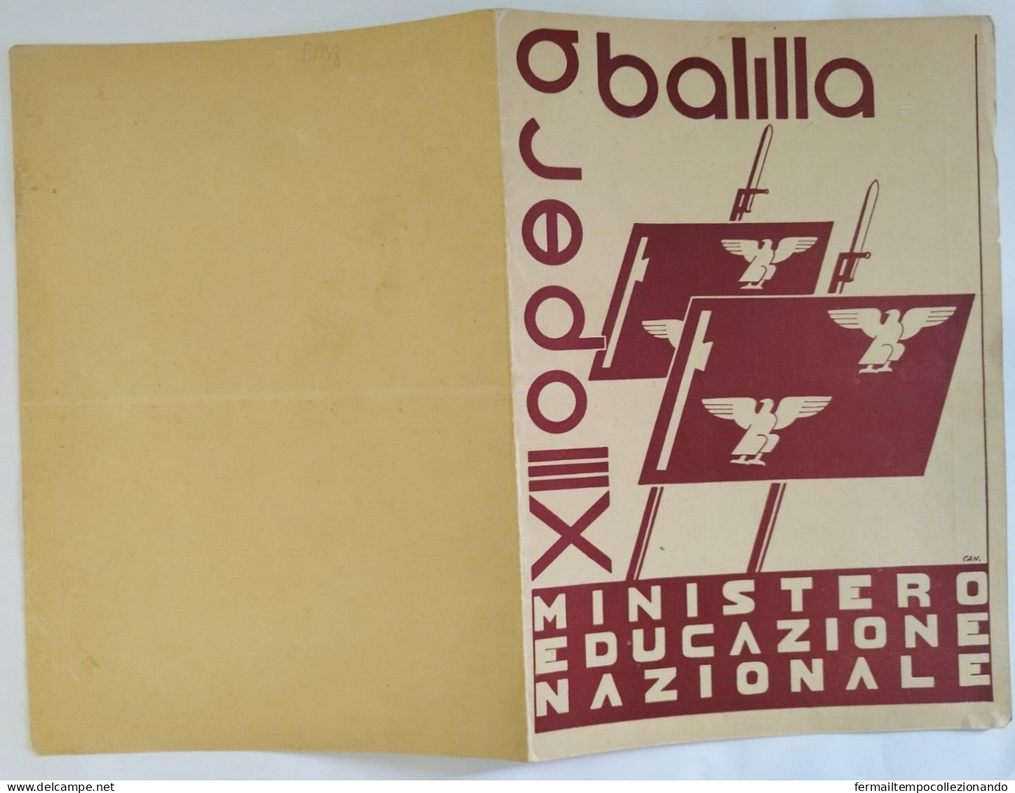 Bp148 Pagella Fascista Regno D'italia Opera Balilla Ostuni Brindisi 1935 - Diplômes & Bulletins Scolaires