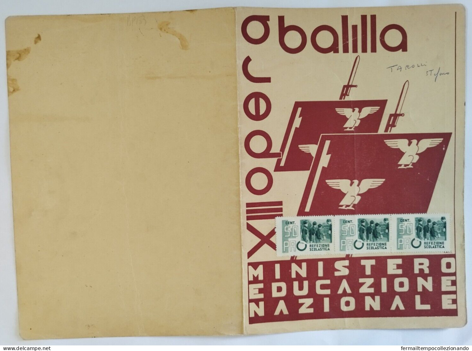 Bp153 Pagella Fascista Regno D'italia Opera Balilla Foggia 1935 - Diplomas Y Calificaciones Escolares