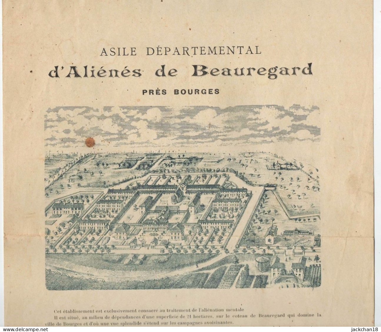 BOURGES (Cher) ASILE DEPARTEMENTAL D'ALIENES DE BEAUREGARD / Formalités Légales D'admission Engagement à Souscrire Etc. - Historical Documents