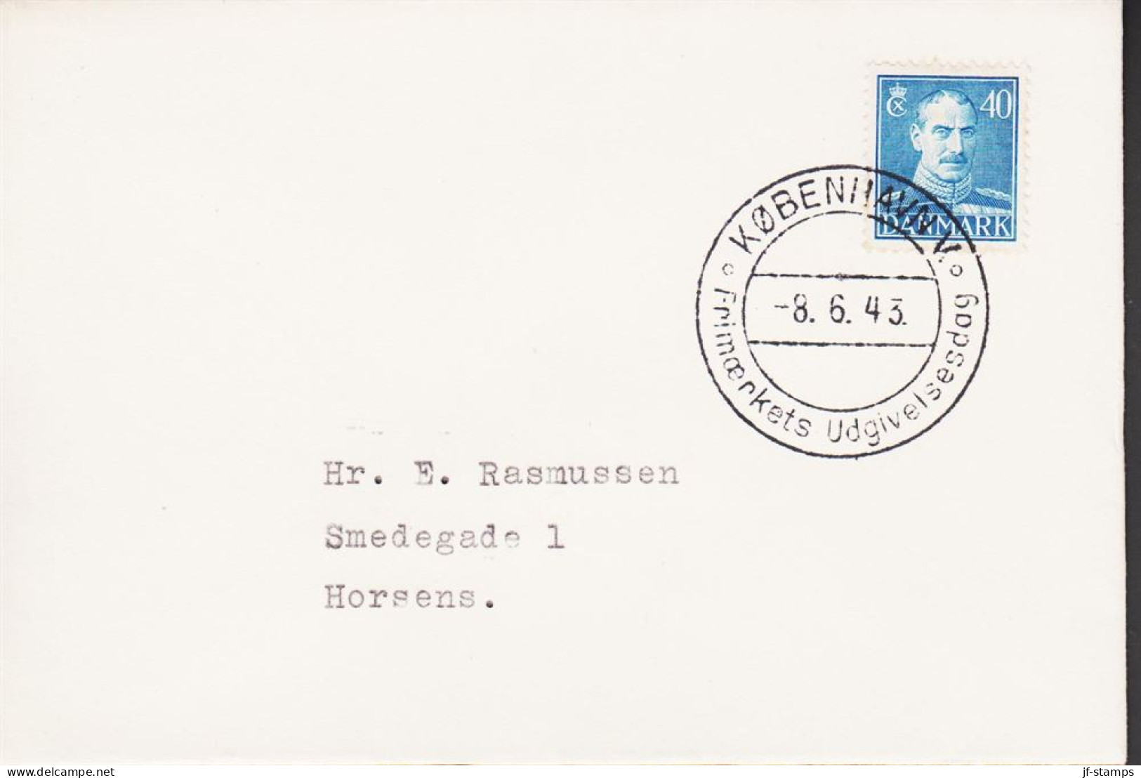 1943. DANMARK. CHRISTIAN X 40 ØRE On FDC KØBENHAVN 8.6.43.   (Michel 275) - JF544745 - FDC