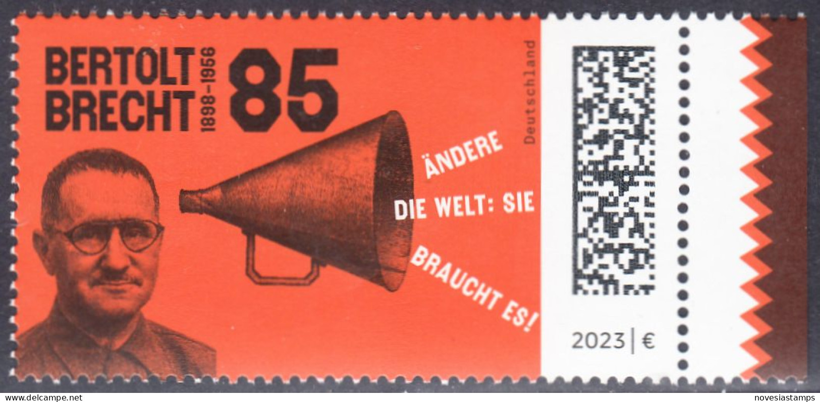 !a! GERMANY 2023 Mi. 3749 MNH SINGLE W/ Right Margin (c) - Bertold Brecht, Dramatist - Ongebruikt