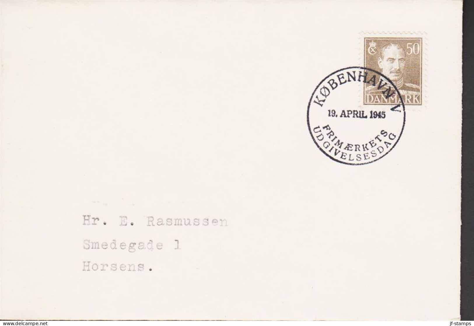 1945. DANMARK. CHRISTIAN X 50 ØRE On FDC KØBENHAVN 19. APRIL 1945.   (Michel 276) - JF544749 - FDC