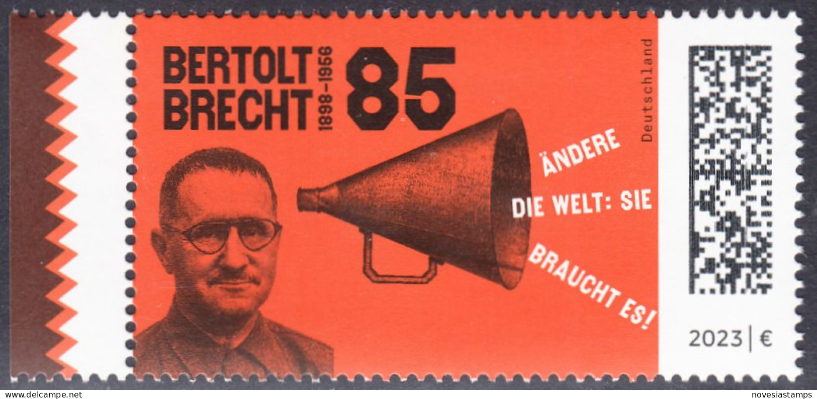 !a! GERMANY 2023 Mi. 3749 MNH SINGLE W/ Left Margin (c) - Bertold Brecht, Dramatist - Nuevos