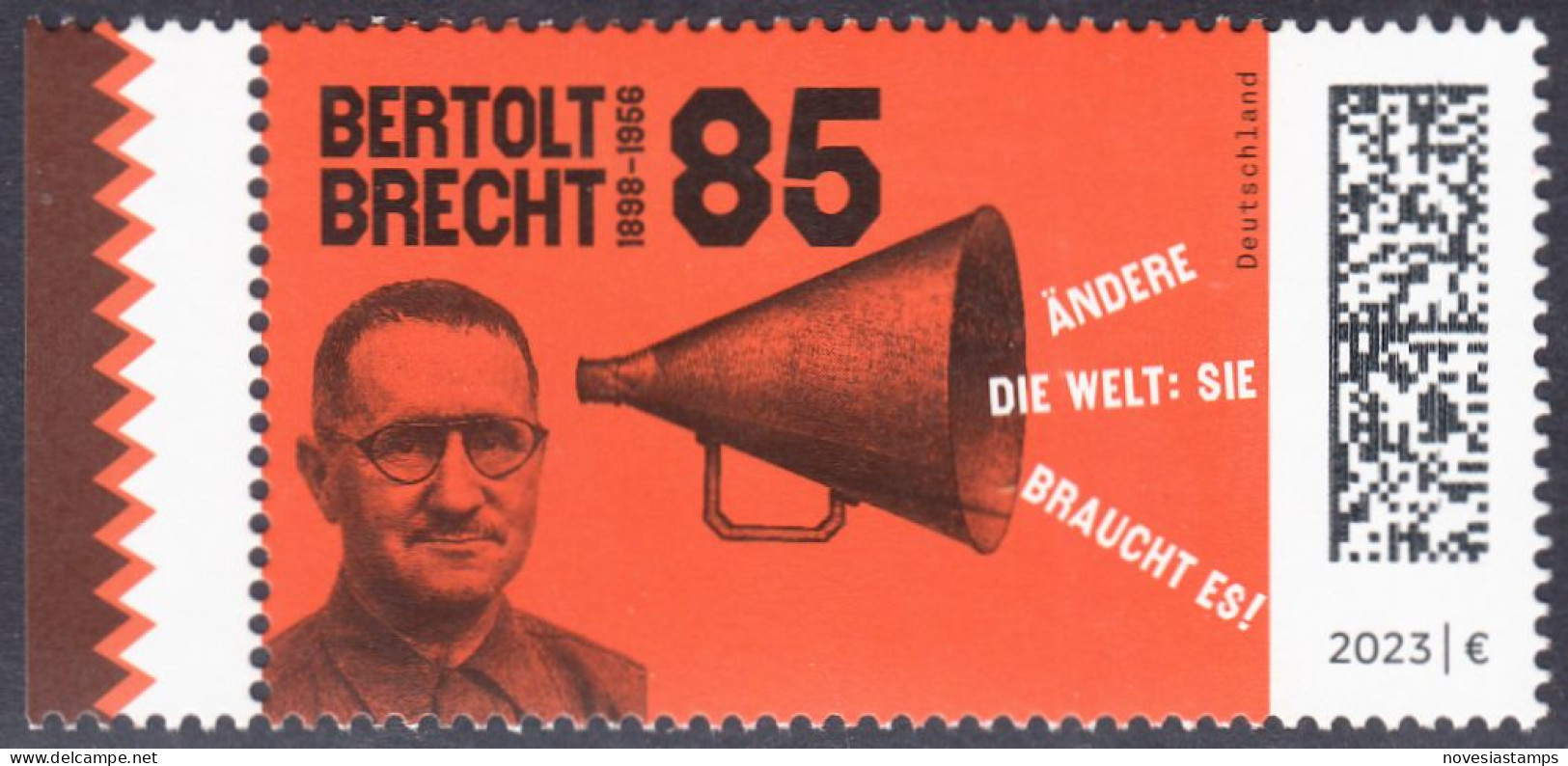 !a! GERMANY 2023 Mi. 3749 MNH SINGLE W/ Left Margin (b) - Bertold Brecht, Dramatist - Unused Stamps