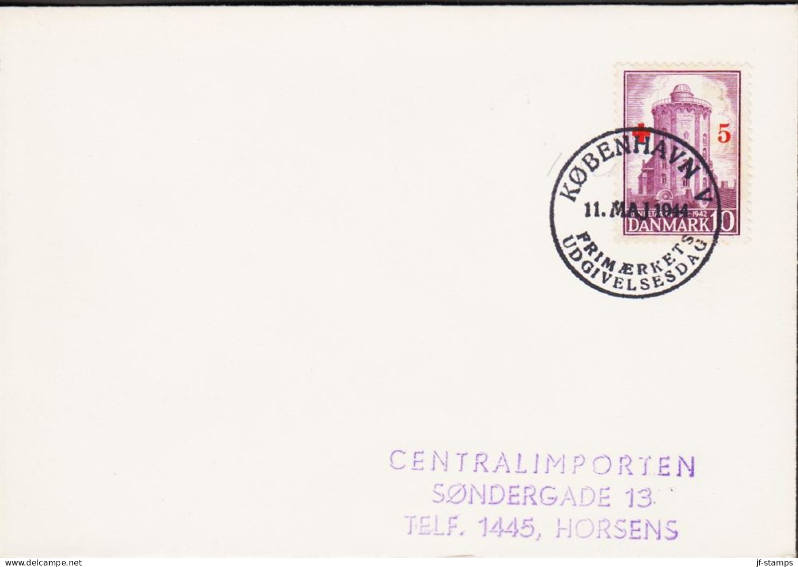 1944. DANMARK. RED CROSS RUNDE TAARN 10  + 5  ØRE On FDC KØBENHAVN 11.MAJ 1944.   (Michel 281) - JF544756 - FDC