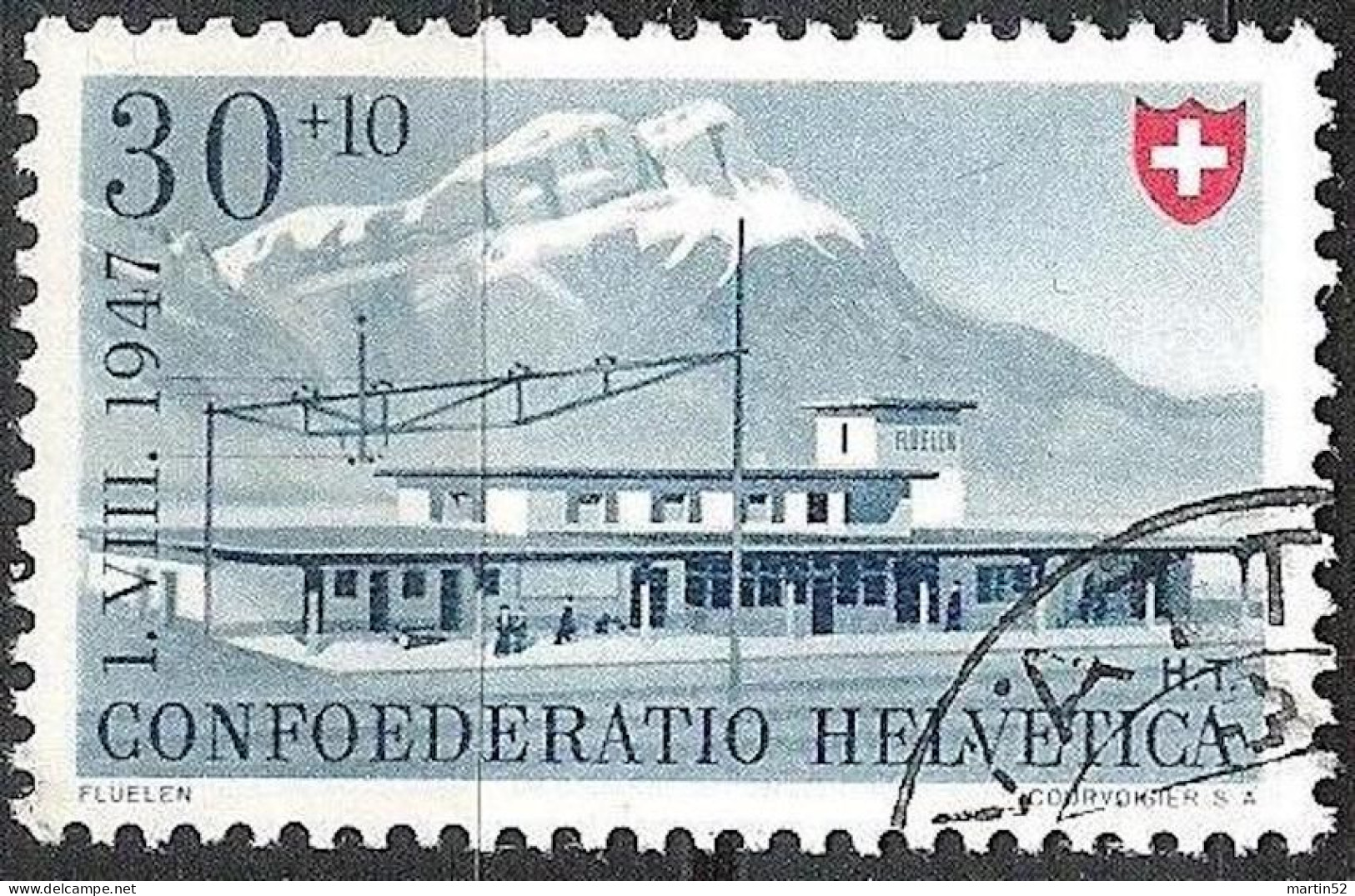 Schweiz Suisse PRO PATRIA 1947: FLÜELEN Zu WII 37 Mi 483 Yv 440 Mit Eck-Stempel Von VÄTTIF (Zu CHF 18.00) - Used Stamps