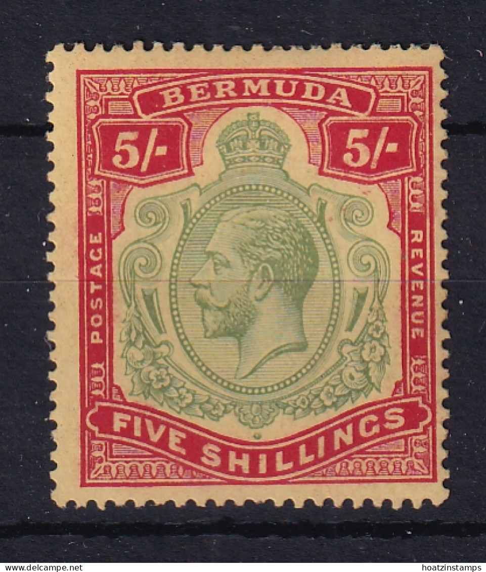 Bermuda: 1918/22   KGV    SG53d    5/-  Green & Carmine-red/pale Yellow     MH - Bermudas