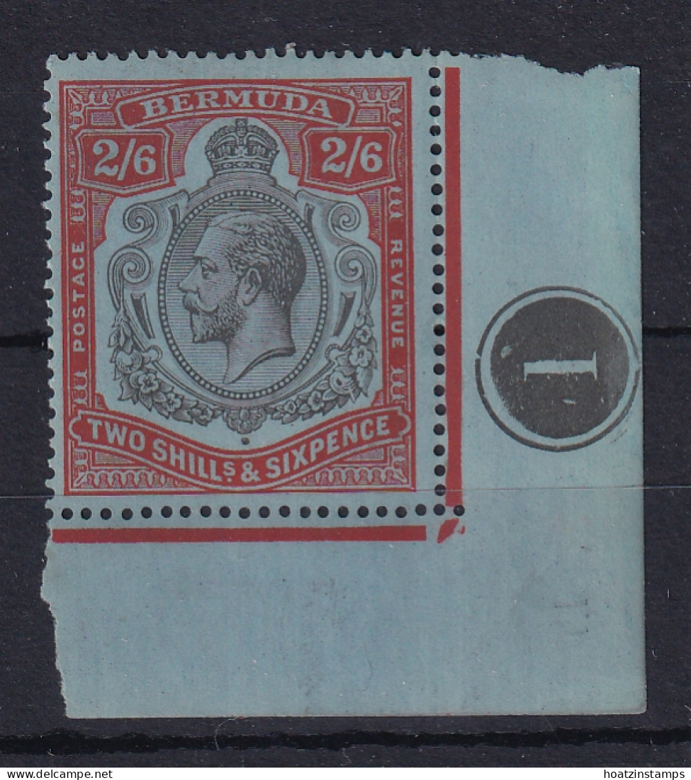 Bermuda: 1924/32   KGV    SG89gg    2/6d   Black & Red/blue  [Gash In Fruit & Leaf]  MNH - Bermuda