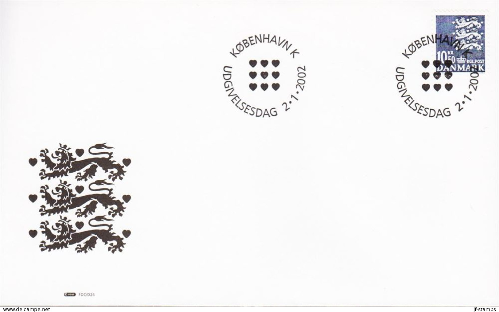 2002. DANMARK. 10,50 Lions On FDC 2.1.2002.  (Michel 1298) - JF544768 - Briefe U. Dokumente