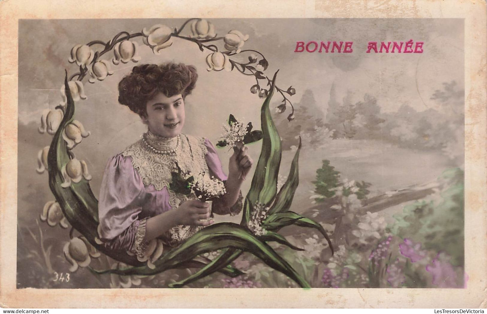 FETES - VOEUX - Nouvel An - Bonne Année - Femme - Fleurs - Colorisé - Carte Postale Ancienne - Nieuwjaar