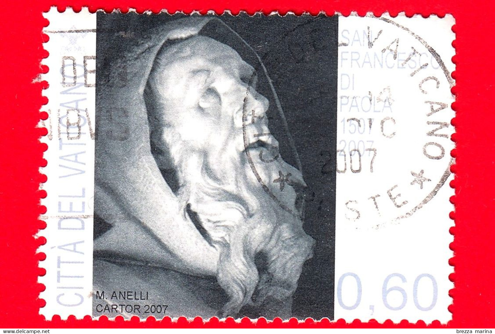 VATICANO - Usato - 2007 - 5º Centenario Della Morte Di S.Francesco Di Paola - Scultura -  0.60 - Used Stamps