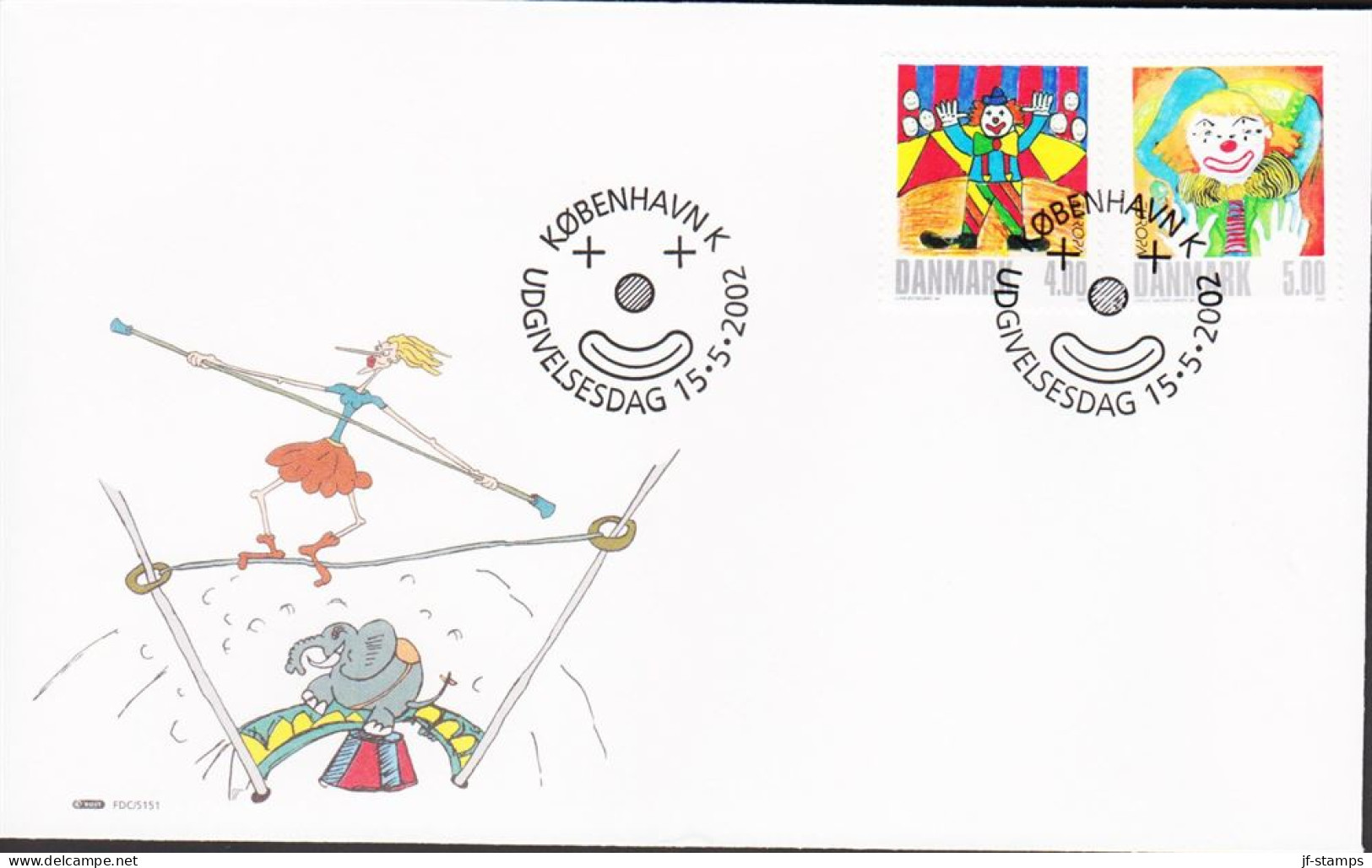 2002. DANMARK. EUROPA Circus Complete Set On FDC 15.5.2002.  (Michel 1310-1311) - JF544776 - Cartas & Documentos