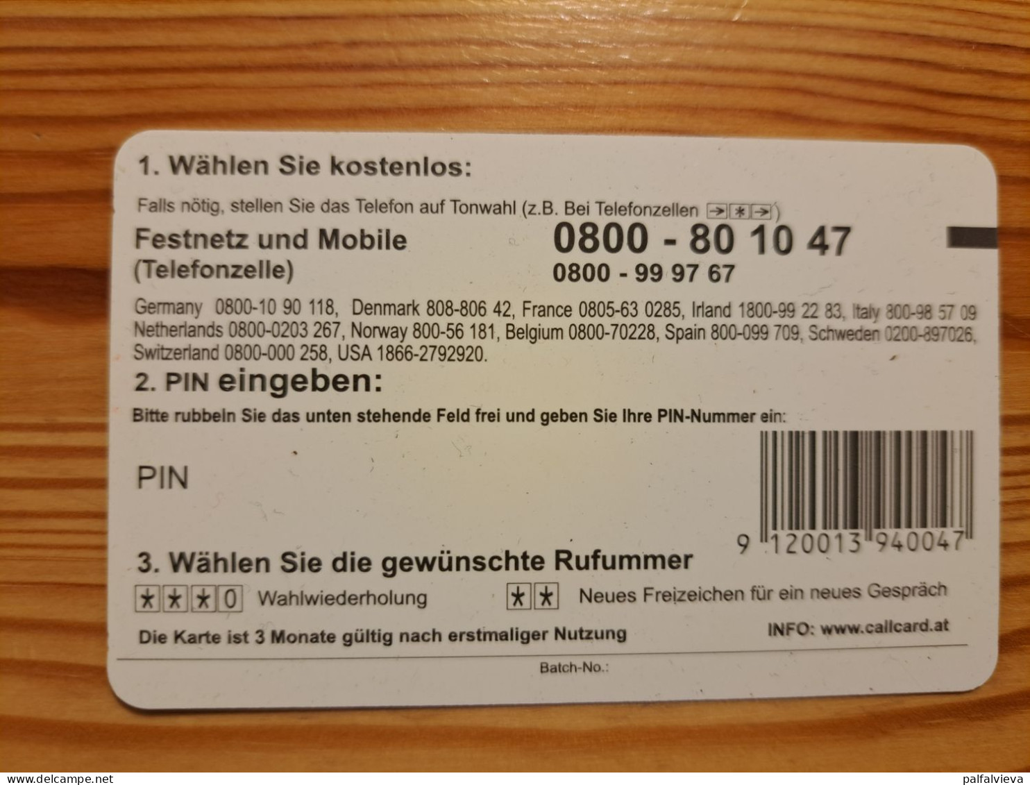 Prepaid Phonecard Austria, ICC - Euro Call - DUMMY - Austria