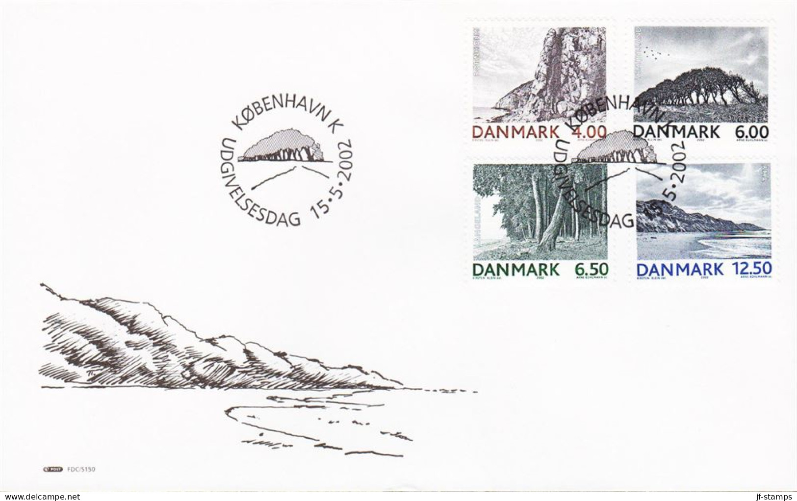 2002. DANMARK. LANDSCAPES Complete Set On FDC 15.5.2002.  (Michel 1306-1309) - JF544778 - Covers & Documents