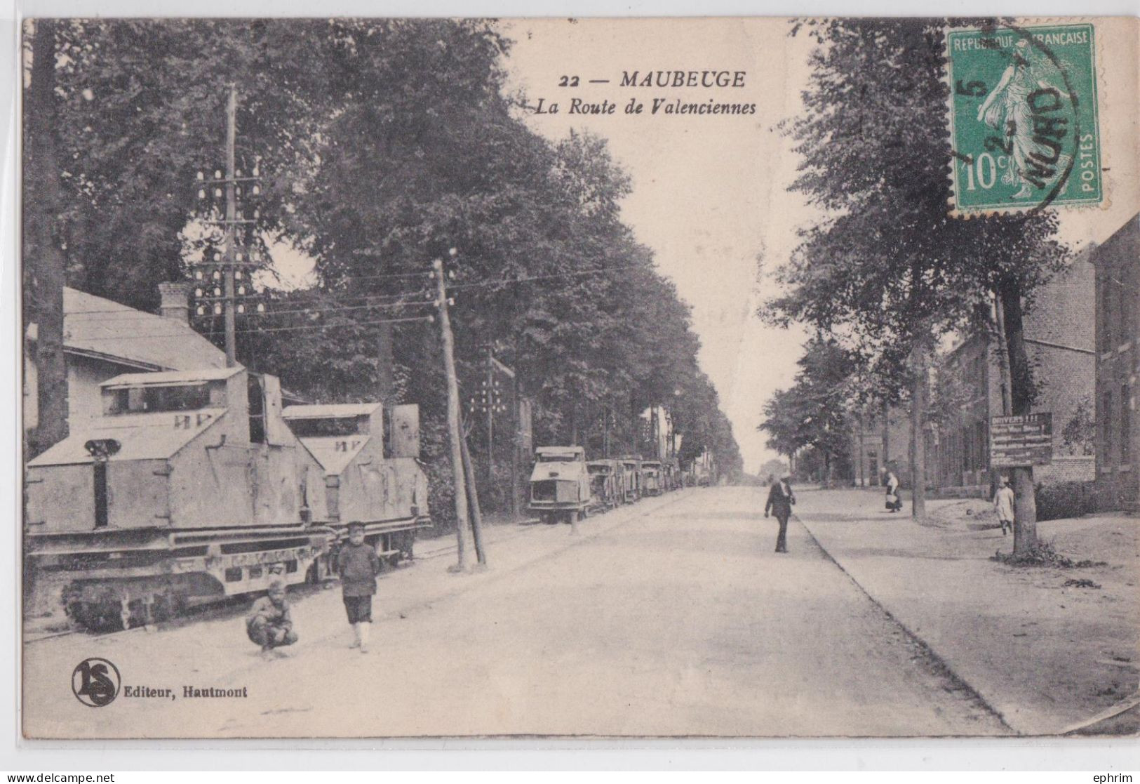 Maubeuge Nord La Route De Valenciennes Voie Ferrée Chemin De Fer Matériel Ferroviaire Militaire Train - Maubeuge