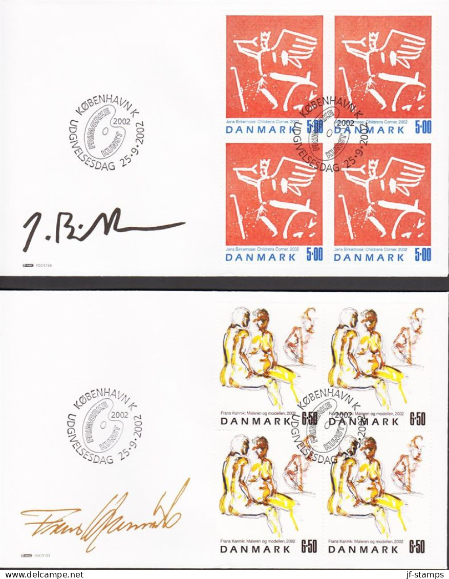 2002. DANMARK. Art Complete Set In 4blocks On FDC 25.9.2002.  (Michel 1318-1319) - JF544785 - Storia Postale