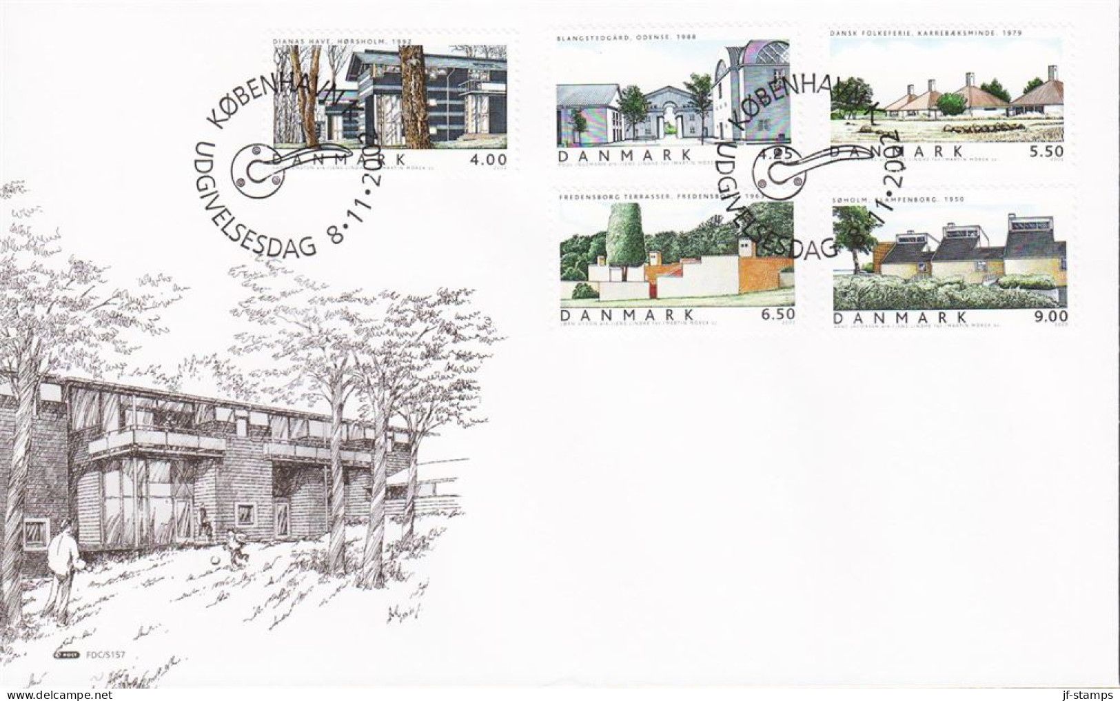 2003. DANMARK. BUILDINGS Complete Set On FDC 27.8.2003.  (Michel 1343-1347) - JF544788 - Briefe U. Dokumente