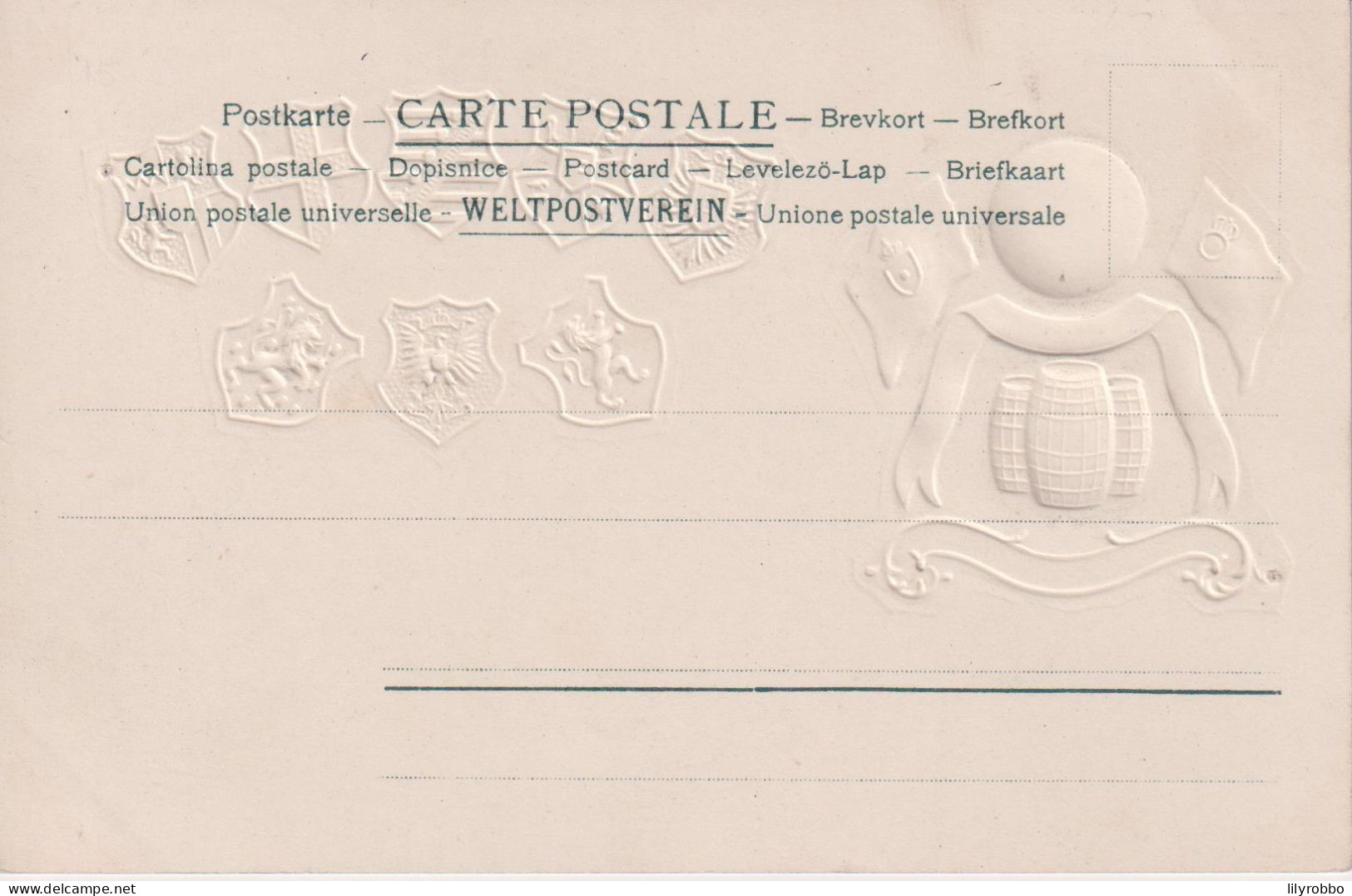 BELGIUM - ADvertising THE CONTINENTAL BODEGA COMPANY. With Country Crests. Embossed & Undivided Rear - Reclame