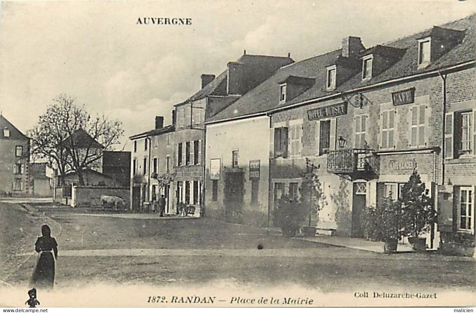 - Puy De Dôme -ref-B1004- Randan - Place De La Mairie - Hôtel Dubset - Café Glacier -  Hôtels - Cafés - - Otros & Sin Clasificación