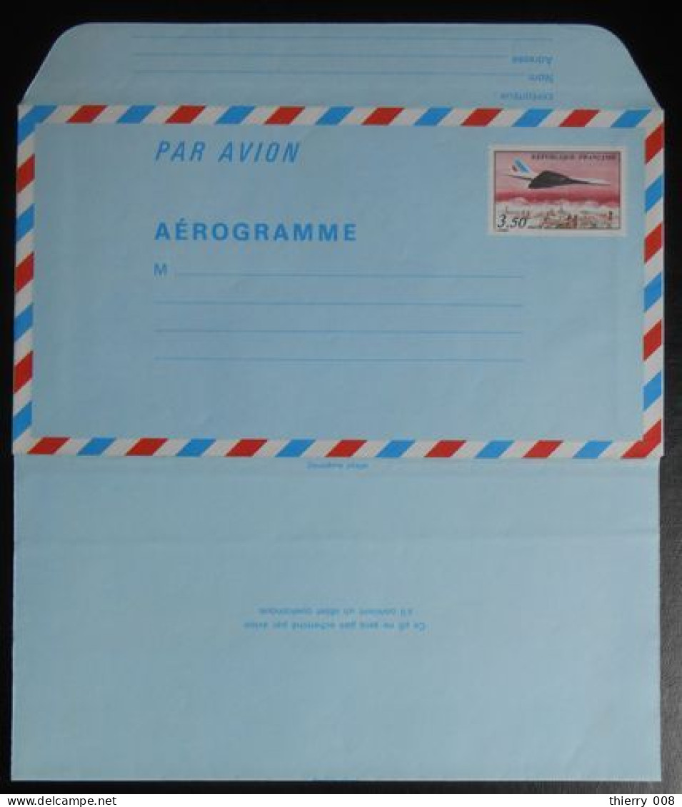 Aérogramme 1012 Concorde Survolant Paris 3,50 F - Aerogramas