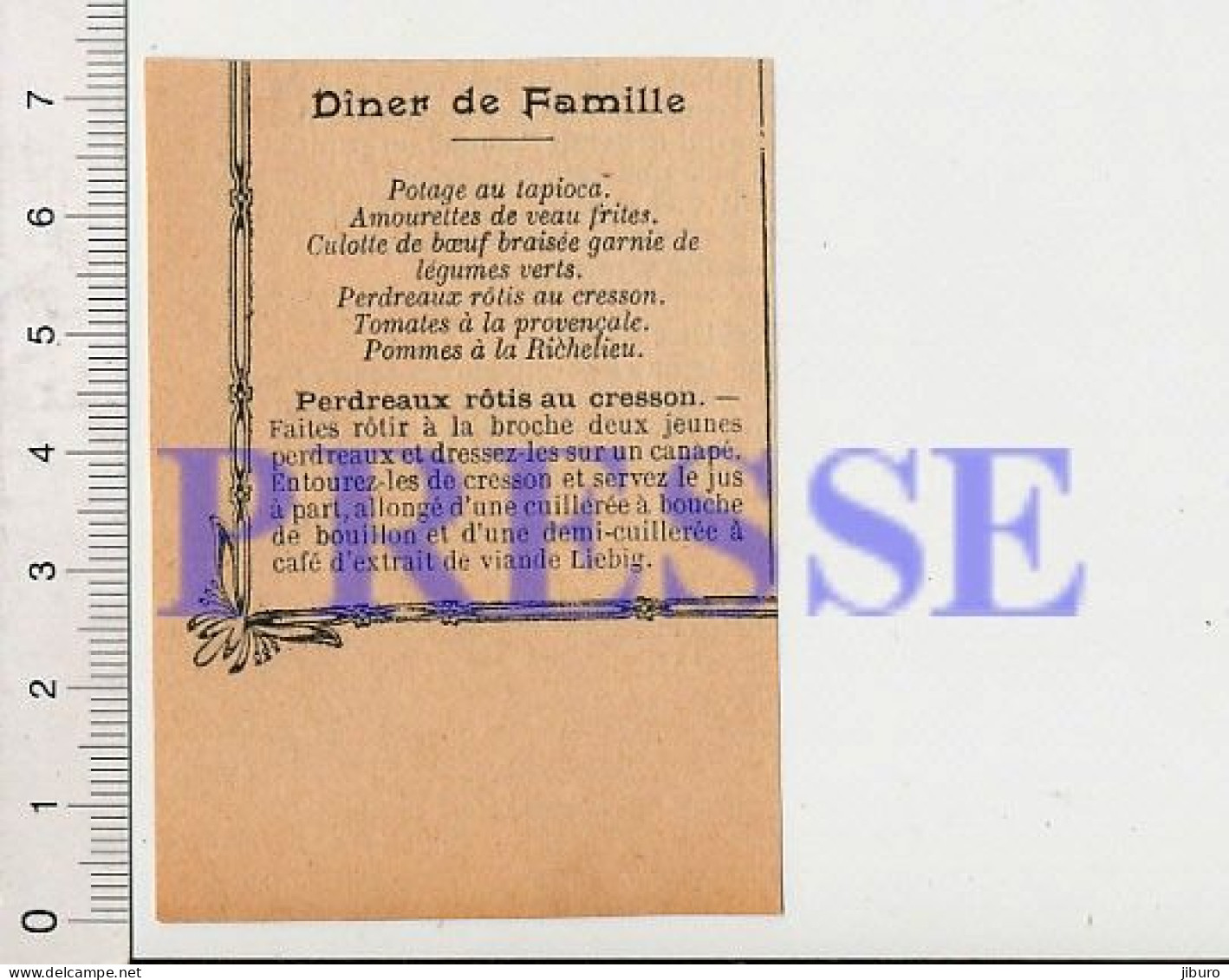 Doc Vintage Perdreaux Rôtis Au Cresson Plante Recette Cuisine Perdreau Volaille à La Broche Extrait Viande Liebig 231YN - Sin Clasificación