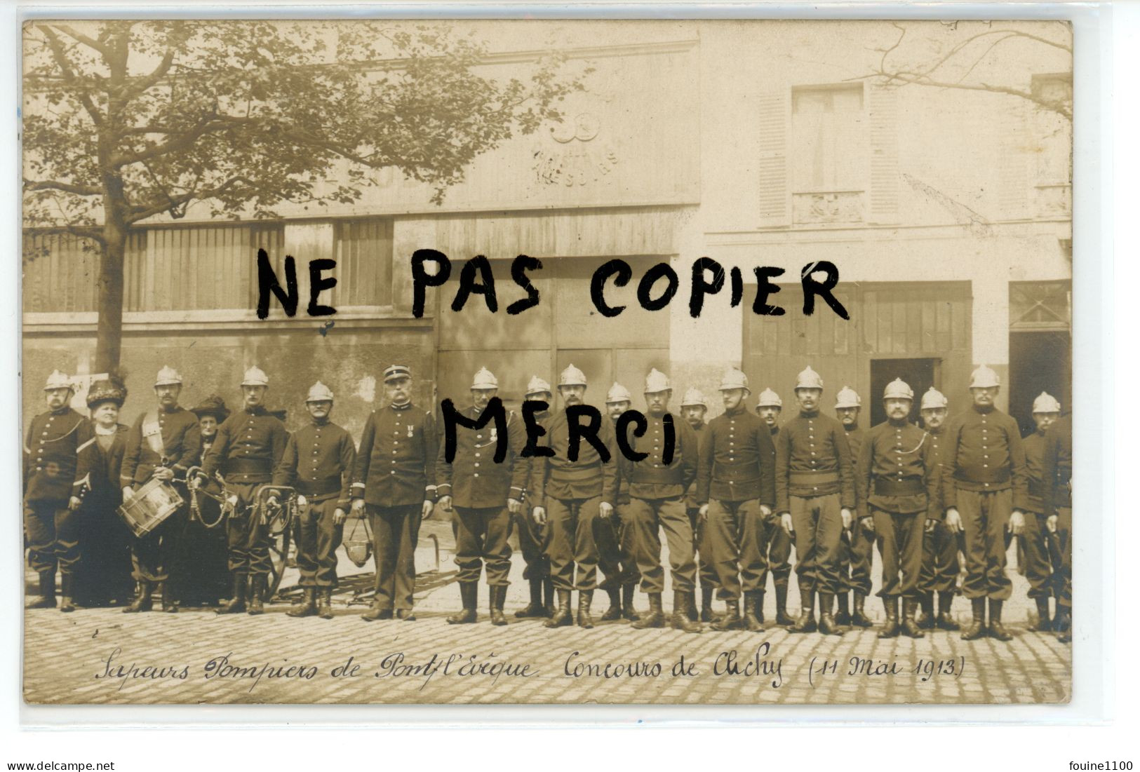 CARTE PHOTO Des Pompiers De Pont-l'Evèque Aux Concours De Clichy ( 92 ) 11 Mai 1913 - Pont-l'Evèque