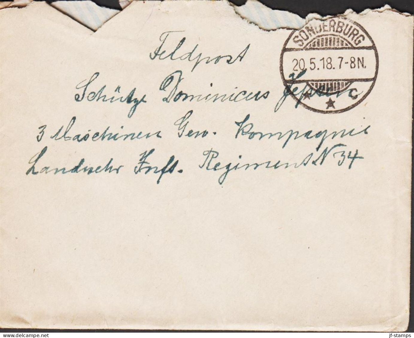 1918. SLESVIG. Historical Interesting Letter Inside Envelope Cancelled SONDERBURG 20.5.18 To Danish Soldie... - JF544808 - Schleswig-Holstein