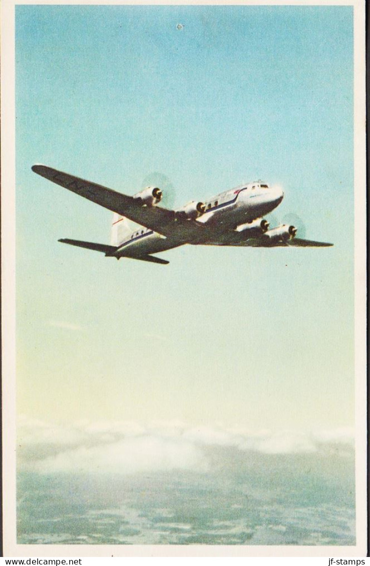 1950. SVERIGE. POSTCARD Douglas DC 6 With 48 Seats, Issued By SCANDINAVIAN AIRLINES SYSTEMS.  - JF544830 - Briefe U. Dokumente