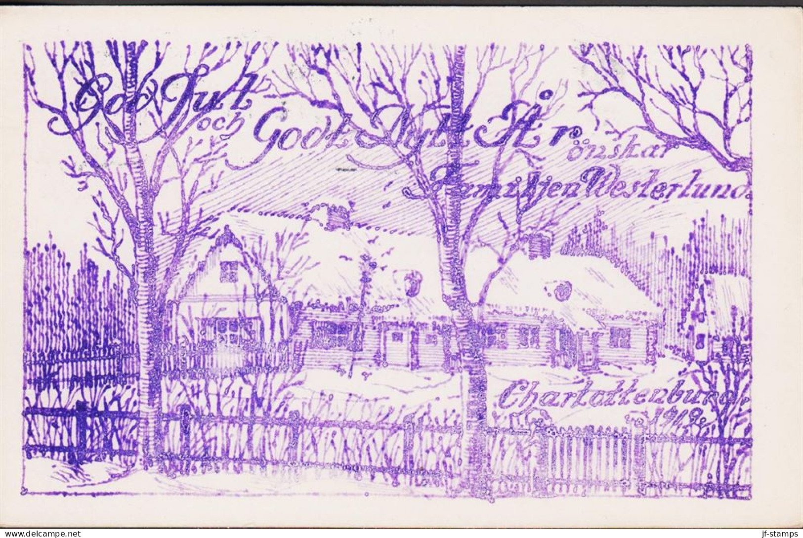 1919. SVERIGE BREFKORT 10 ÖRE GUSTAV Print 1019 Cancelled STOCKHOLM 24.12.19. Reverse Private Print In Pur... - JF544831 - Entiers Postaux