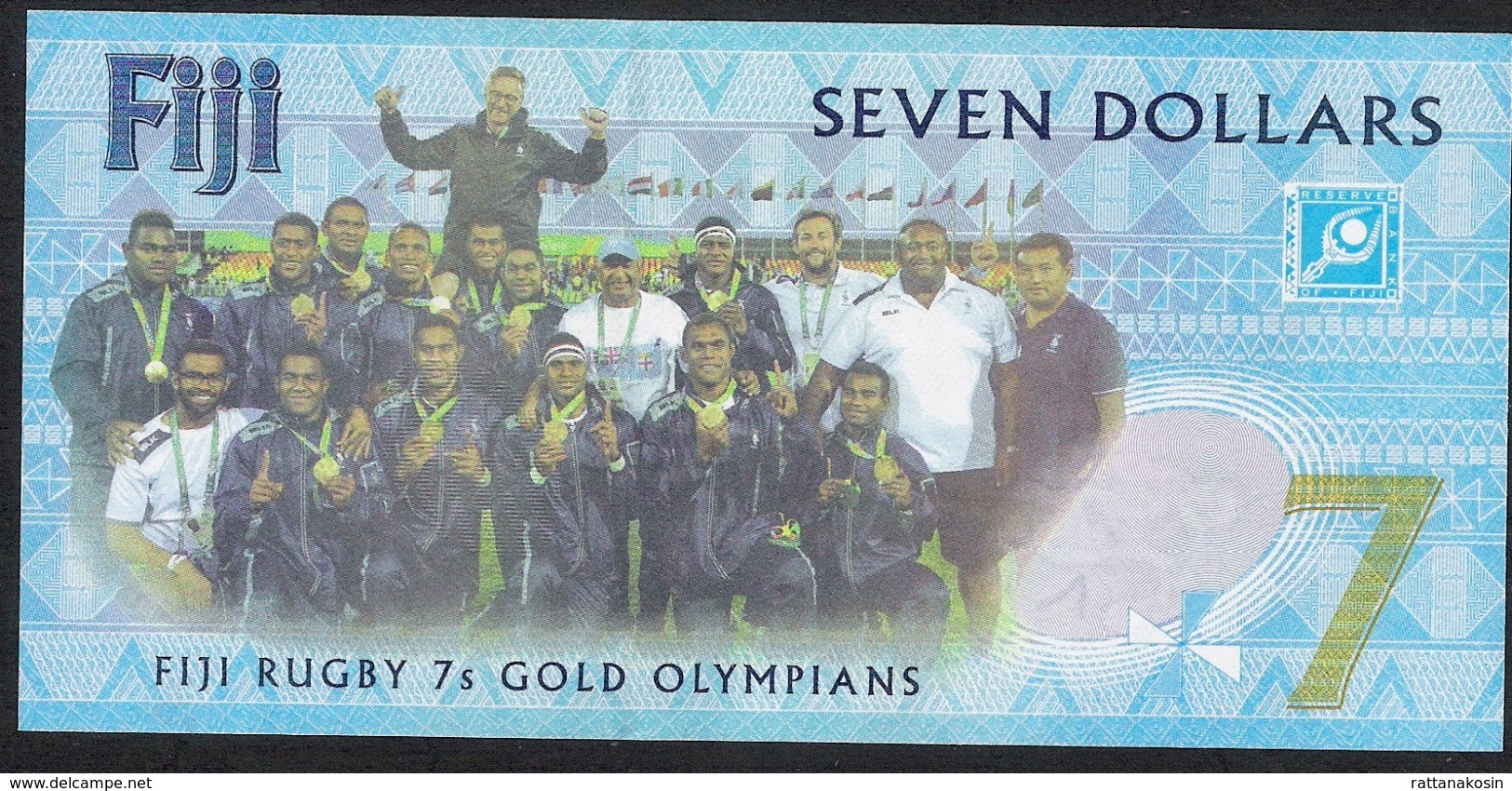 FIJI FIDJI P120 7 DOLLARS 2017 Signature 4  GOLD OLYMPIANS  UNC. ! - Fidji