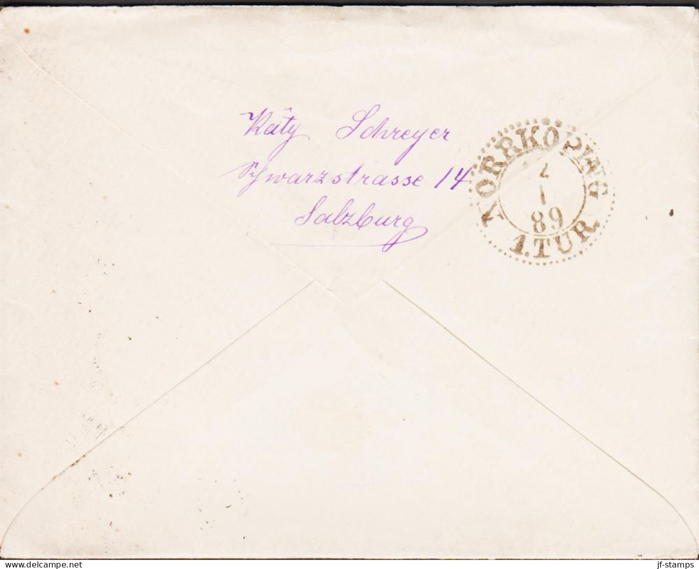 1889. ÖSTERREICH.  Doppeladler. 5 Kr. In Pair On Beautiful Envelope To Norrköping, Sweden Cancelled SALZBU... - JF544839 - Covers & Documents