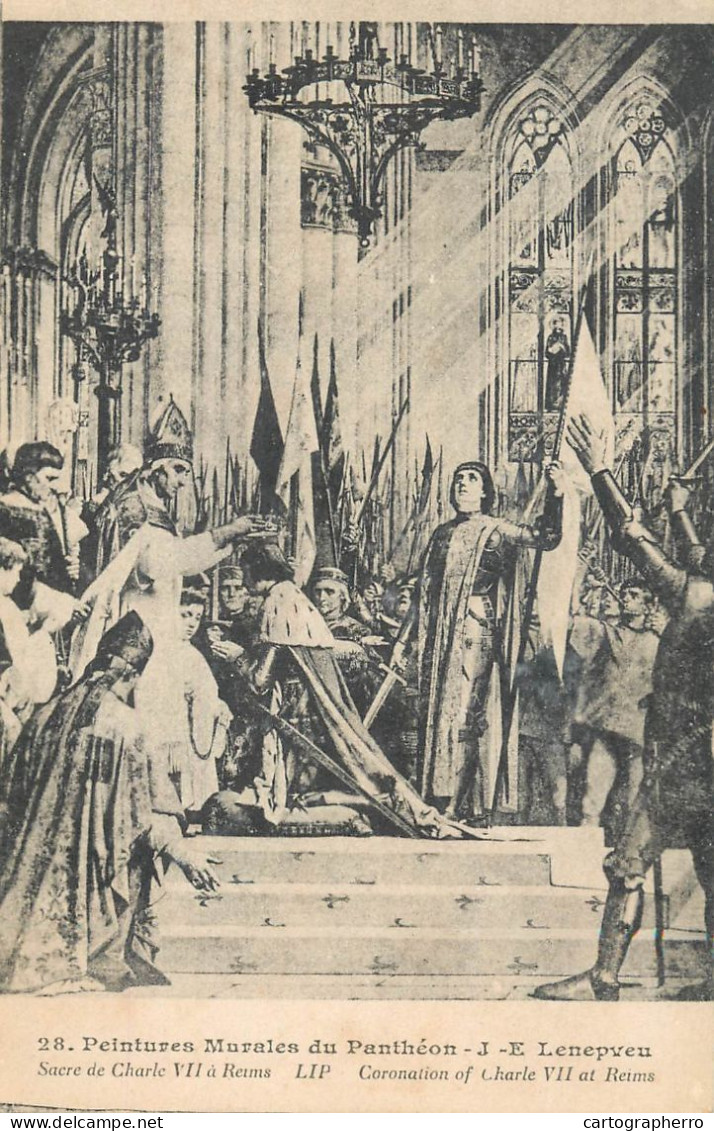 Postcard Painting Coronation Of Charles VII At Reims - Schilderijen