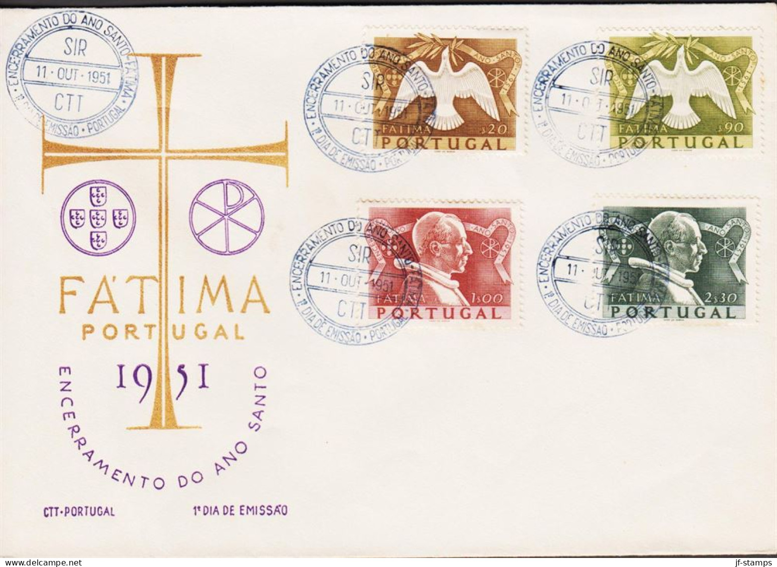 1951. PORTUGAL. Fatima Complete Set With 4 Stamps On FDC.   (Michel 762-765) - JF544845 - FDC