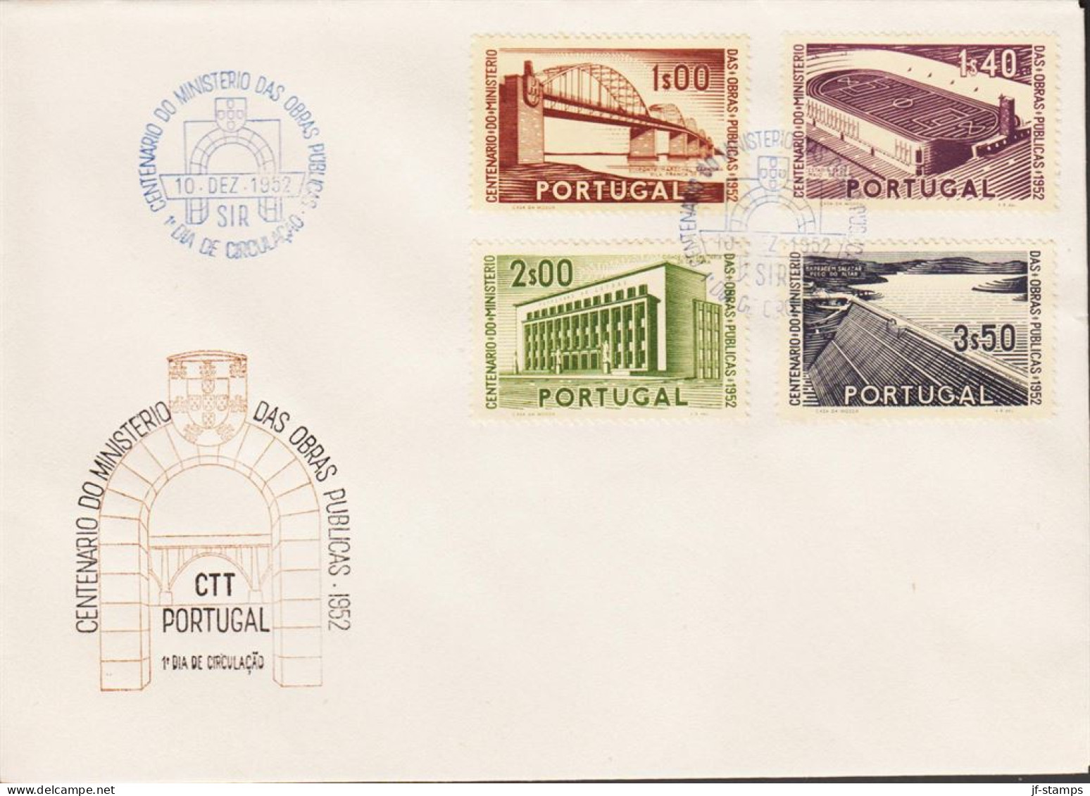 1952. PORTUGAL. 100 Years For The Ministry For Public Work. Complete Set With 4 Stamps On... (Michel 784-787) - JF544856 - FDC