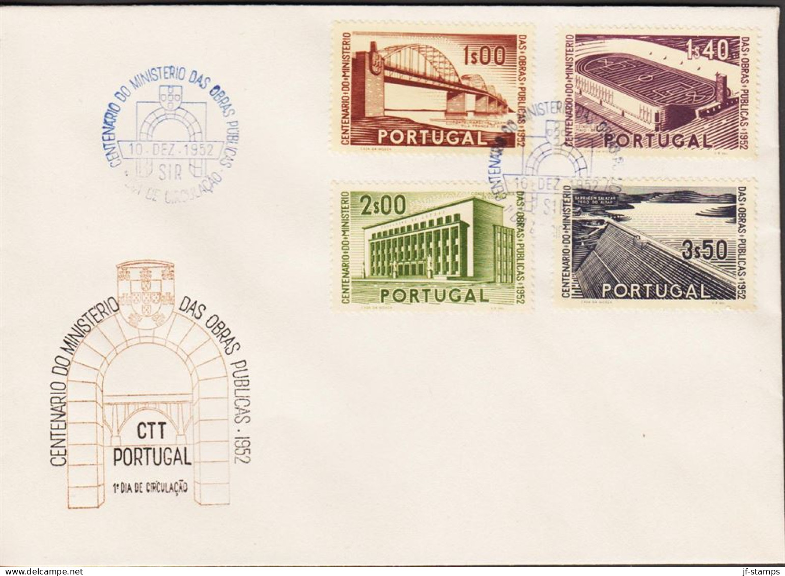 1952. PORTUGAL. 100 Years For The Ministry For Public Work. Complete Set With 4 Stamps On... (Michel 784-787) - JF544857 - FDC