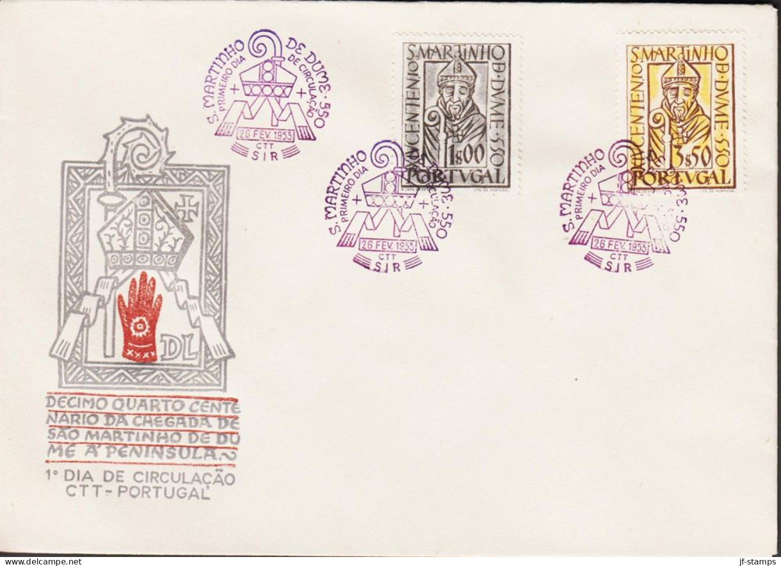 1953. PORTUGAL. Martin Von Braga. Complete Set With 2 Stamps On FDC.  (Michel 807-808) - JF544860 - FDC