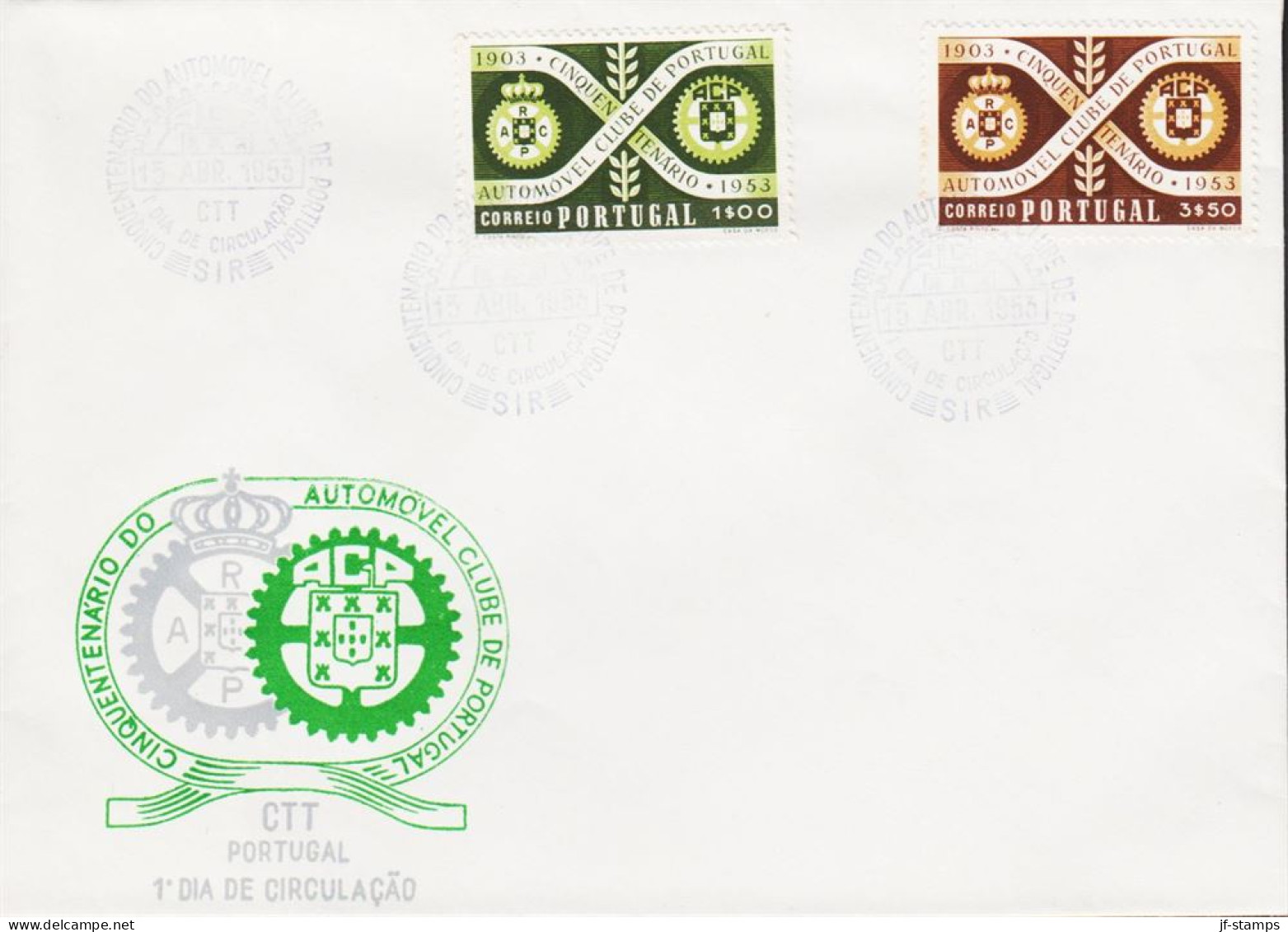 1953. PORTUGAL. Automobilclubs In Portugal. Complete Set With 2 Stamps On FDC.  (Michel 811-812) - JF544864 - FDC