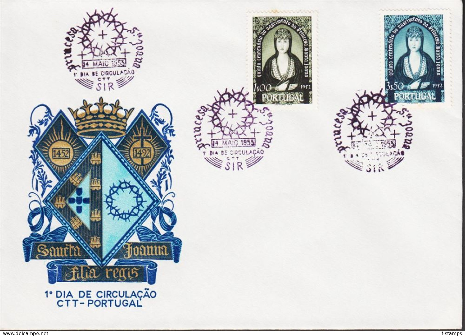 1953. PORTUGAL. Santa Joana. Complete Set With 2 Stamps On FDC.  (Michel 813-814) - JF544866 - FDC