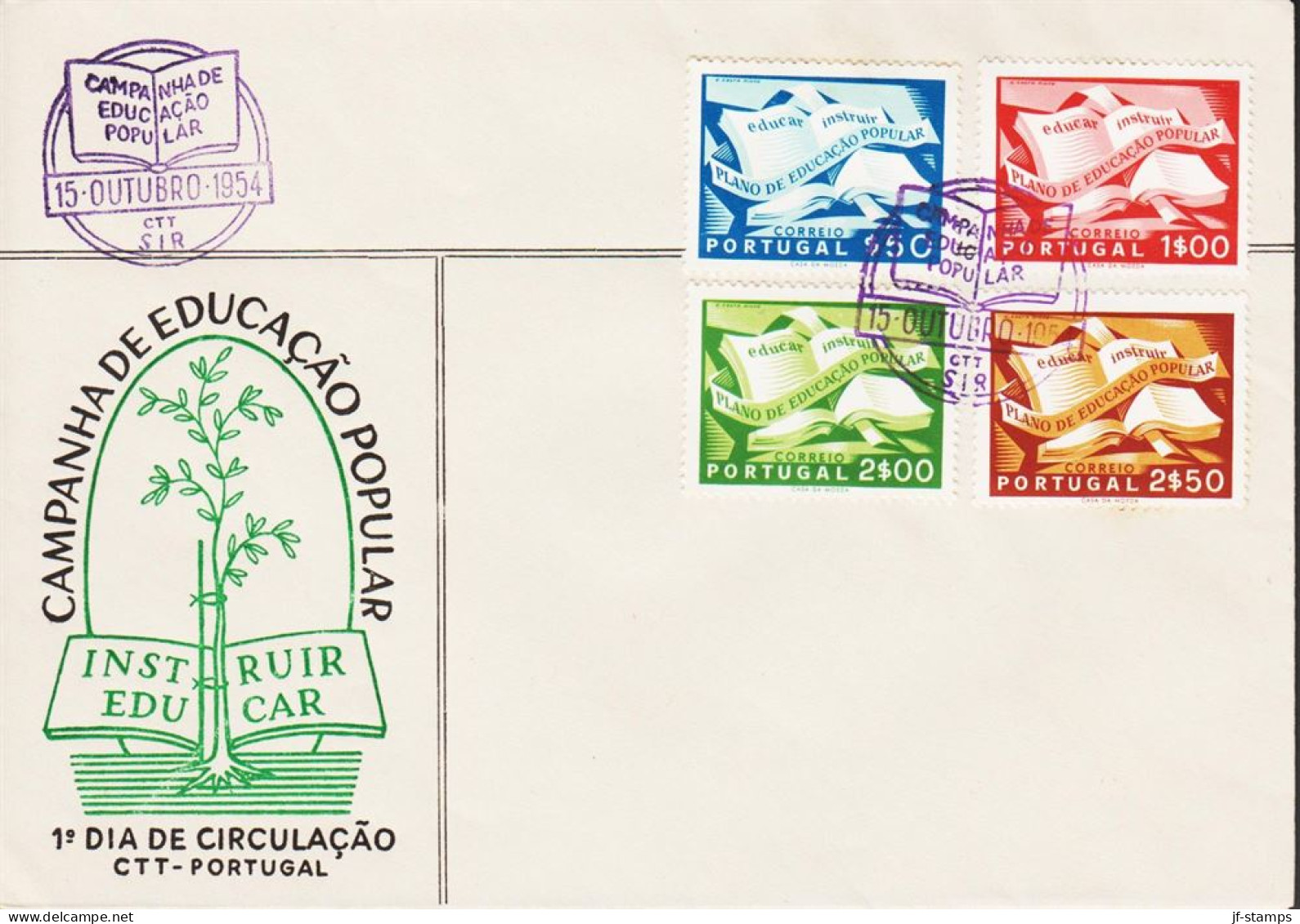 1954. PORTUGAL. Educationplan For The Populations Education. Complete Set With 4 Stamps O... (Michel 825-828) - JF544870 - FDC