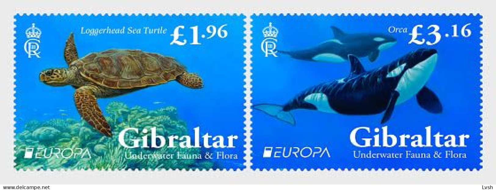 Gibraltar.2024.Europa CEPT.Underwater Fauna And Flora.2 V. ** . - Meereswelt