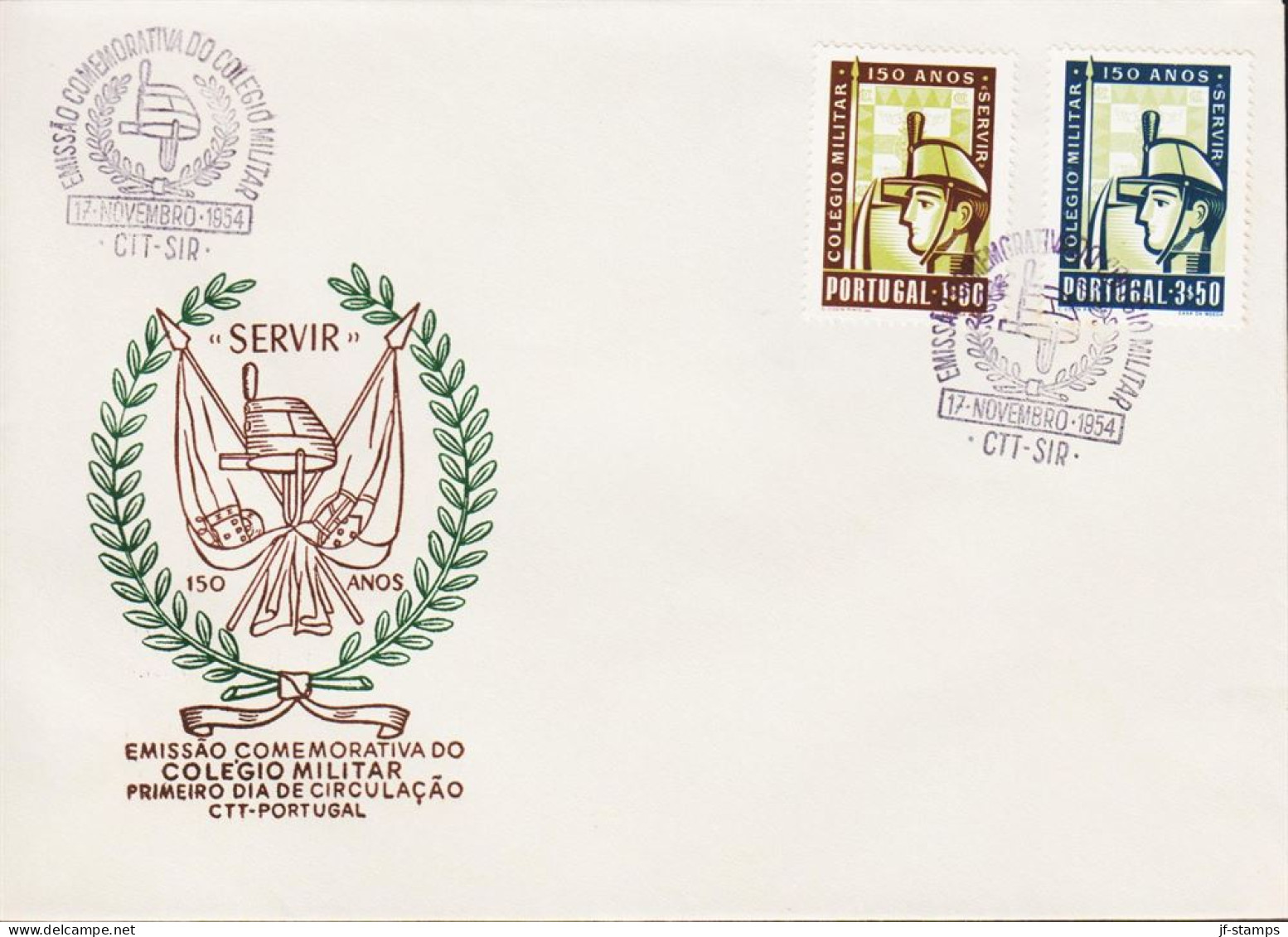 1954. PORTUGAL. COLEGIO MILITAR. Complete Set With 2 Stamps On FDC.  (Michel 829-830) - JF544872 - FDC