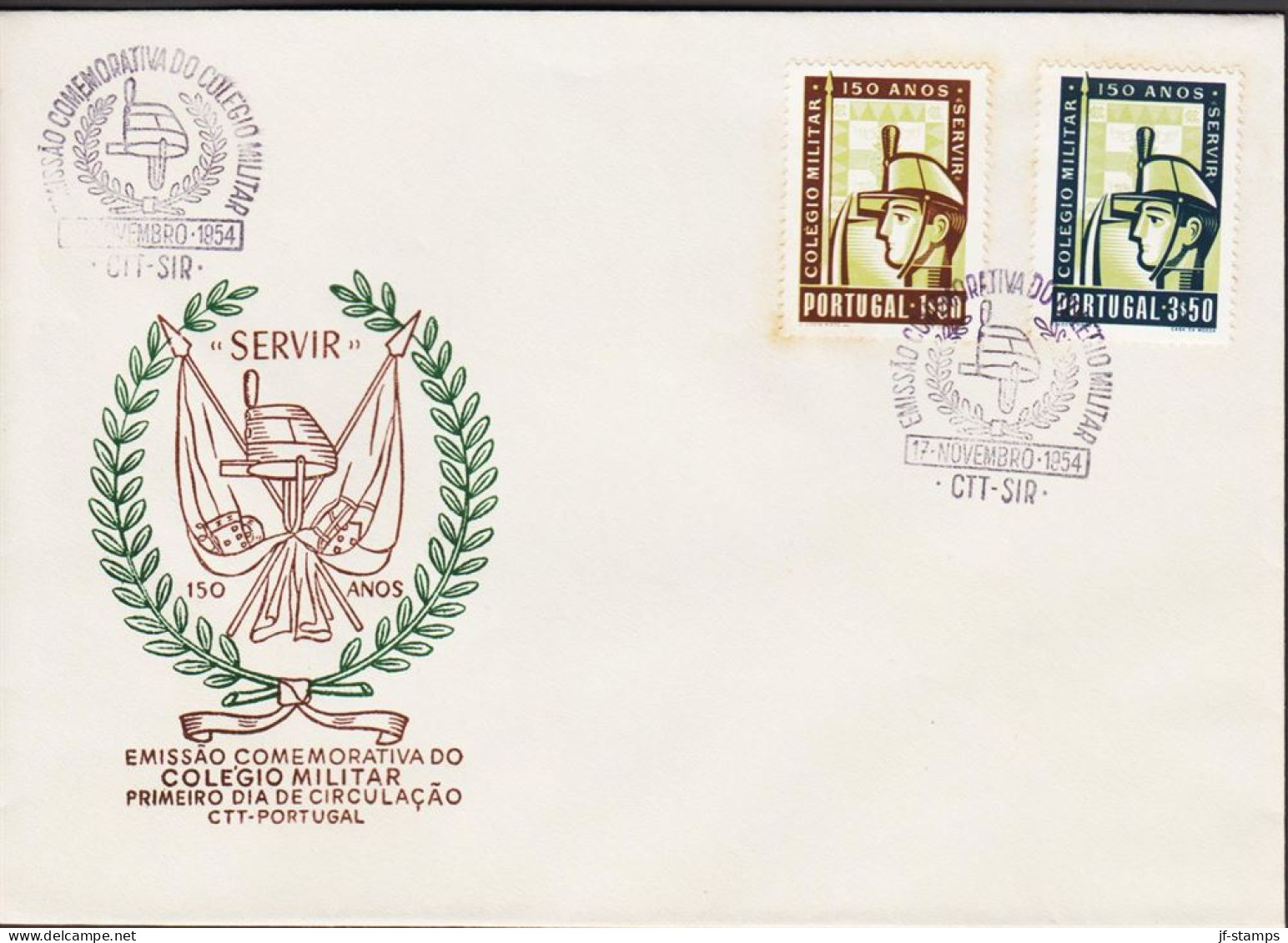 1954. PORTUGAL. COLEGIO MILITAR. Complete Set With 2 Stamps On FDC.  (Michel 829-830) - JF544873 - FDC