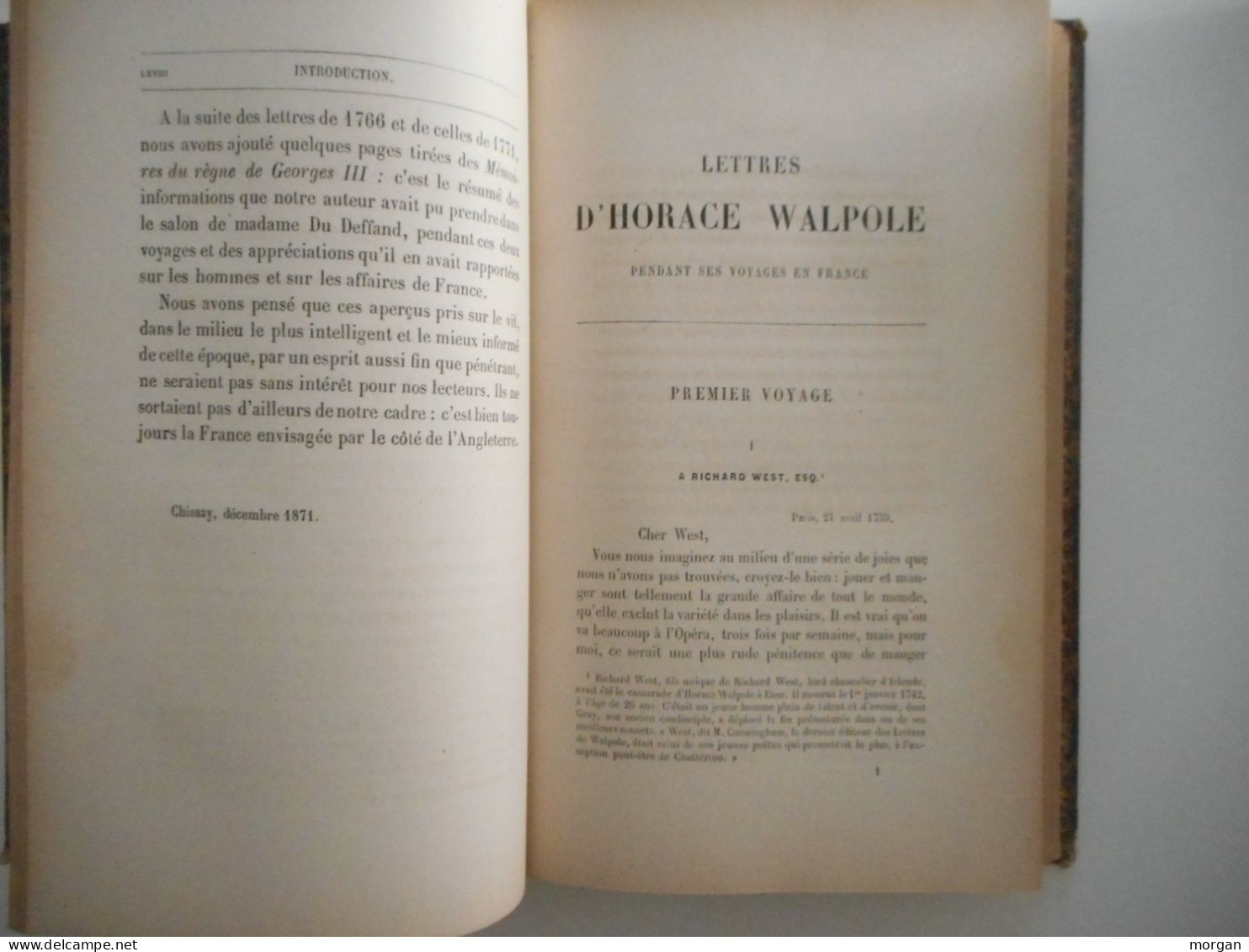 LETTRES DE HORACE WALPOLE PENDANT SES VOYAGES EN FRANCE, 1872, COMTE DE BAILLON - 1801-1900
