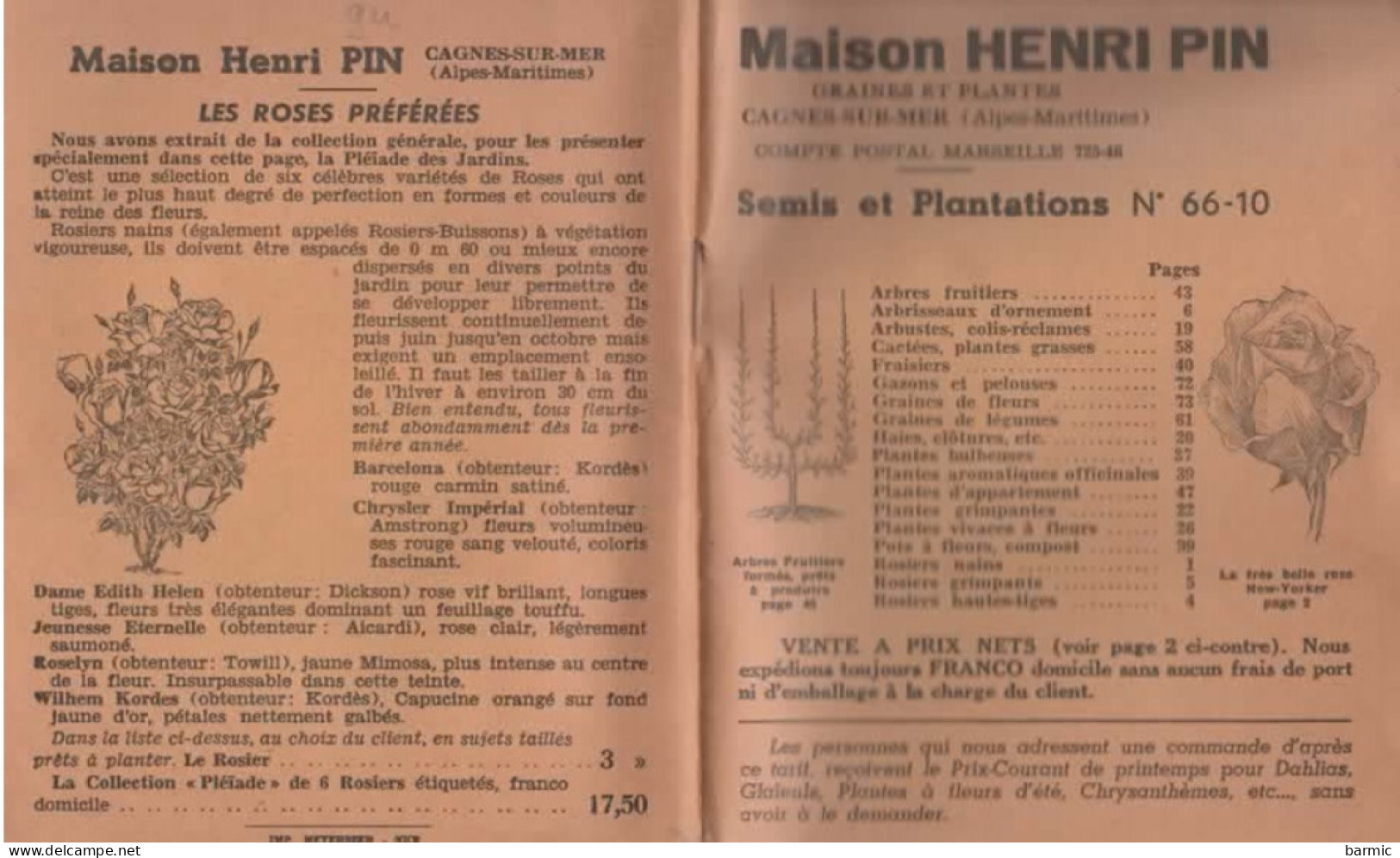 DEPLIANTS MAISON HENRI PIN SEMIS ET PLANTATIONS, LIVRET DE 100 PAGES COMPLET + ENVELOPPE REF 15847 - Programs