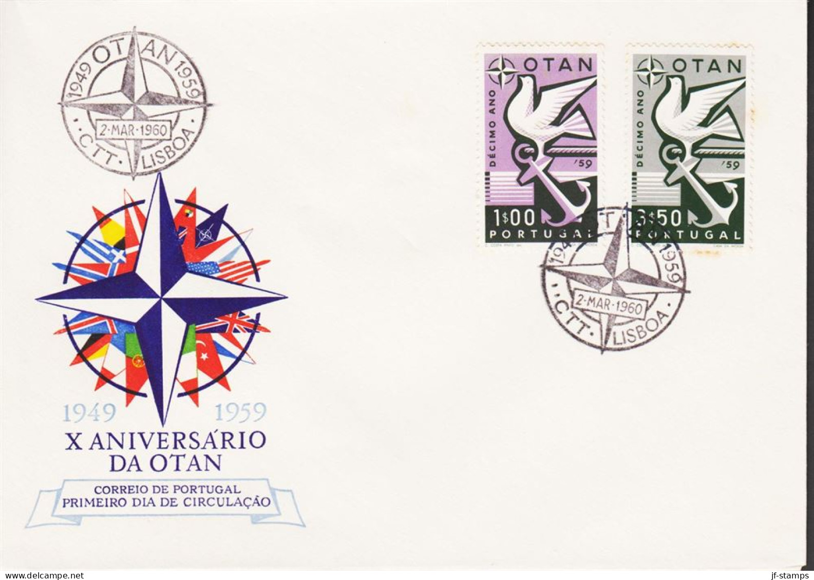 1960. PORTUGAL NATO Complete Set With 2 Stamps On FDC. (Michel 878-879) - JF544884 - FDC